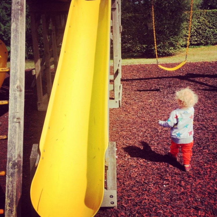 The playground at The Yew Tree in Chalvington child-next-to-a-slide