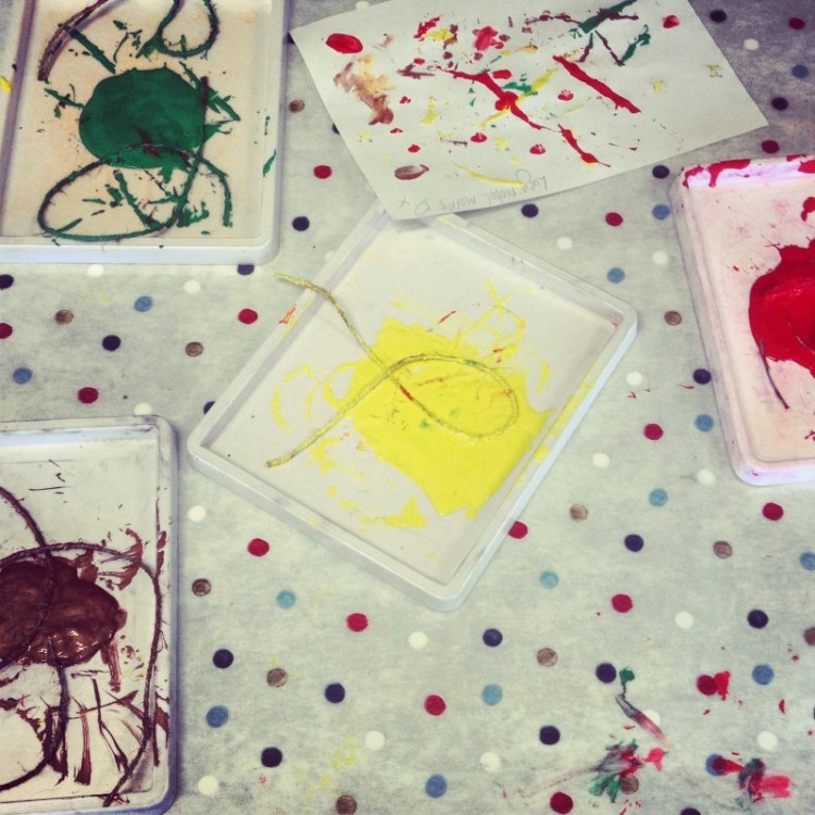 String Painting at Ditchling Museum of ARt + Craft childrens-paint-palettes